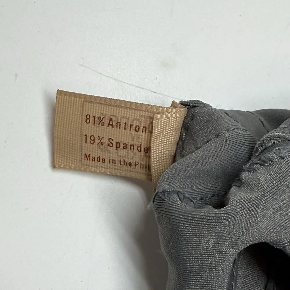 Isotoner By Aris Nylon Leather Trim Gray Gloves One Size
